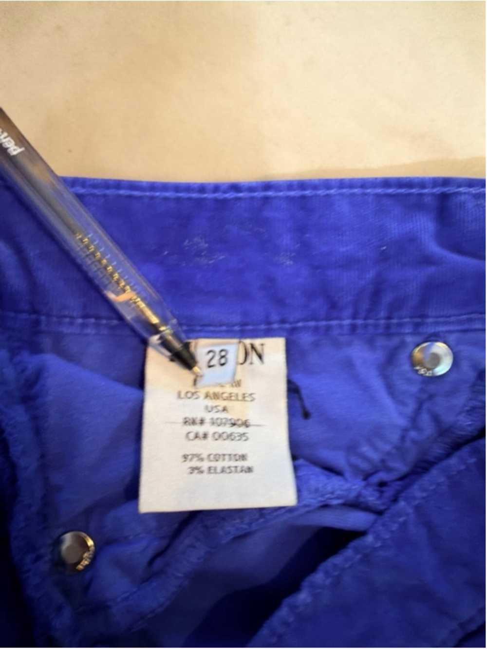 💙 Hudson Velvet Skinny Jeans Electric Blue Size 28 Statement Pants - Picture 7 of 9